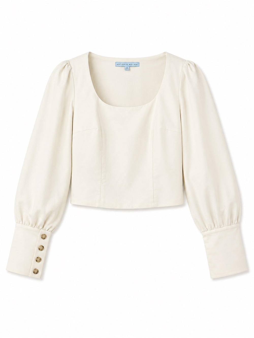 ANTONIO MELANI Cream Scoop-Neck Puff Sleeve Blouse